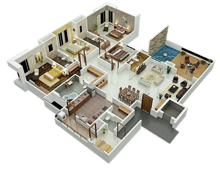 Plano de casa con sistema de seguridad